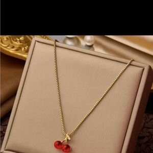 Elegant Gold Cherry Pendant Necklace